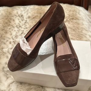 New Ferragamo brown suede shoes
